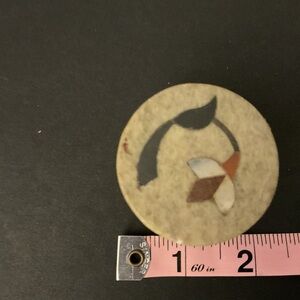 Vintage Round Soap Stone Trinket Box with Inlay Design